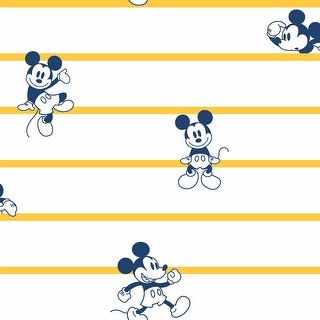 Disney Mickey Mouse Stripe Yellow Wallpaper