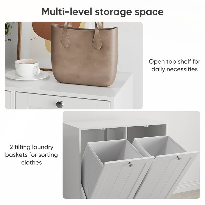 Tilted Laundry Hamper with Removable Basket