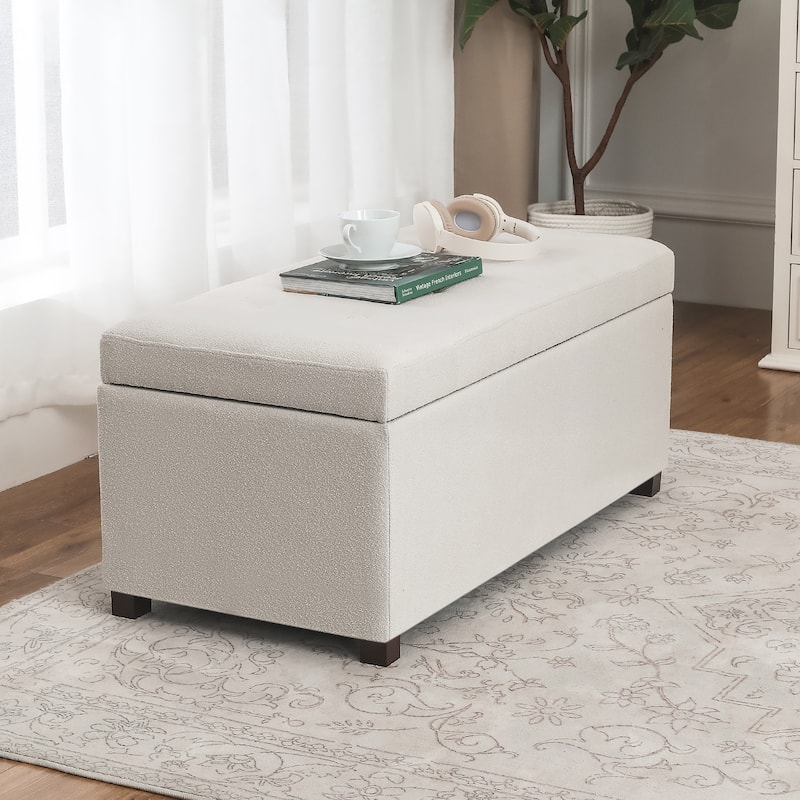 Adeco Rectangle Storage Ottoman Bench for Living Room Bedroom