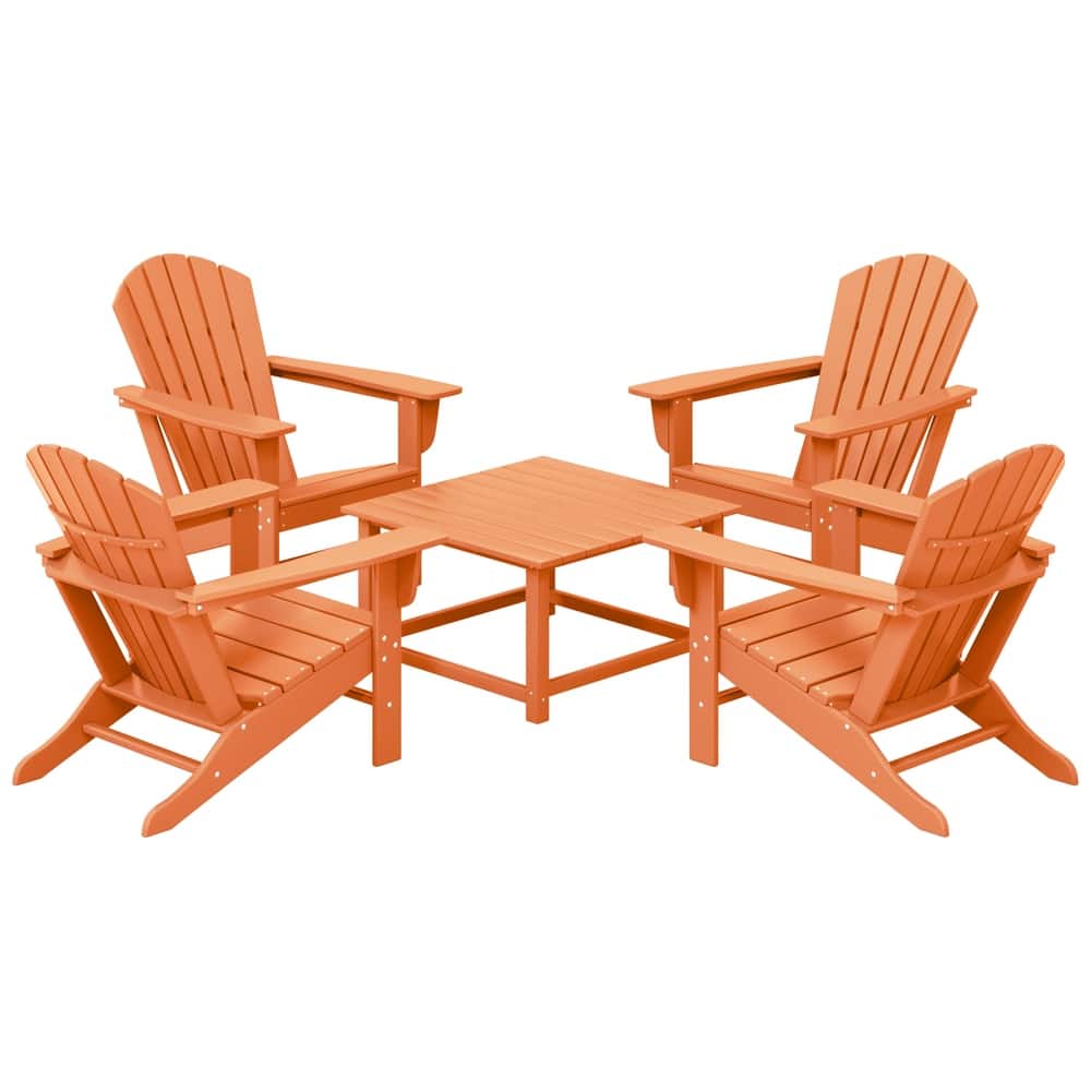 Altura Outdoor 5-Piece Adirondack Chair With Square Coffee Table Conversation Set