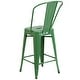 preview thumbnail 85 of 97, 24'' High Metal Indoor-Outdoor Counter Height Stool with Back