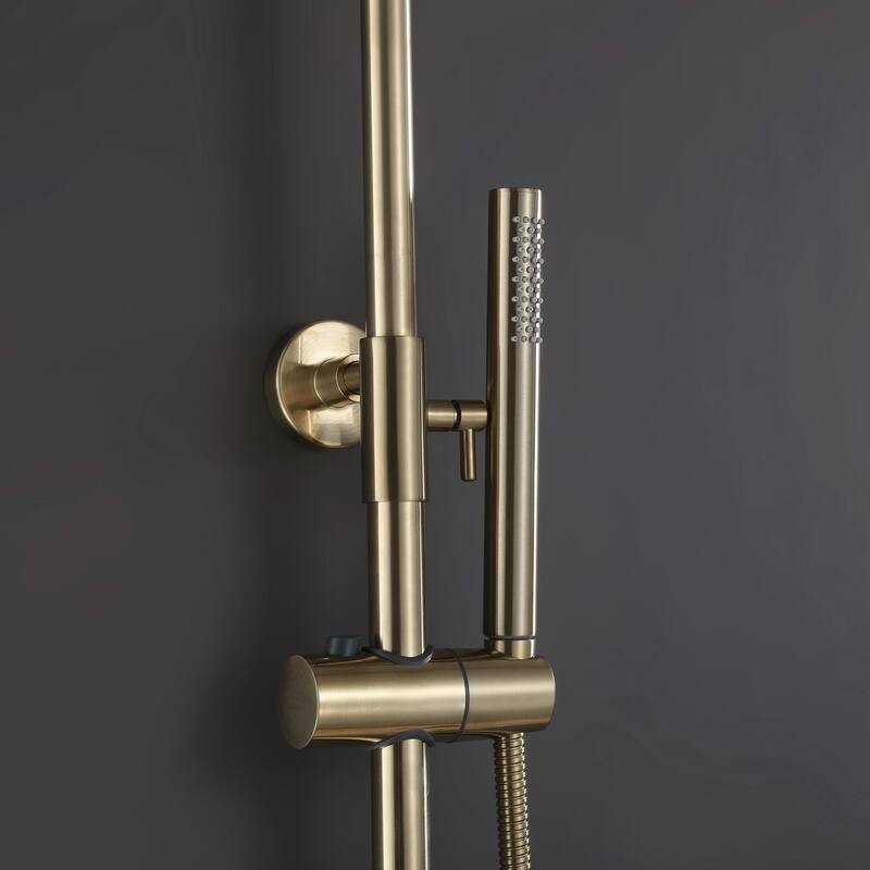 Luxury 10'' Wall Mounted Shower Head Rainfall with Handheld Spray in Brushed Gold