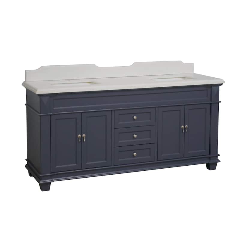 KitchenBathCollection Elizabeth 72" Double Bathroom Vanity with Quartz Top