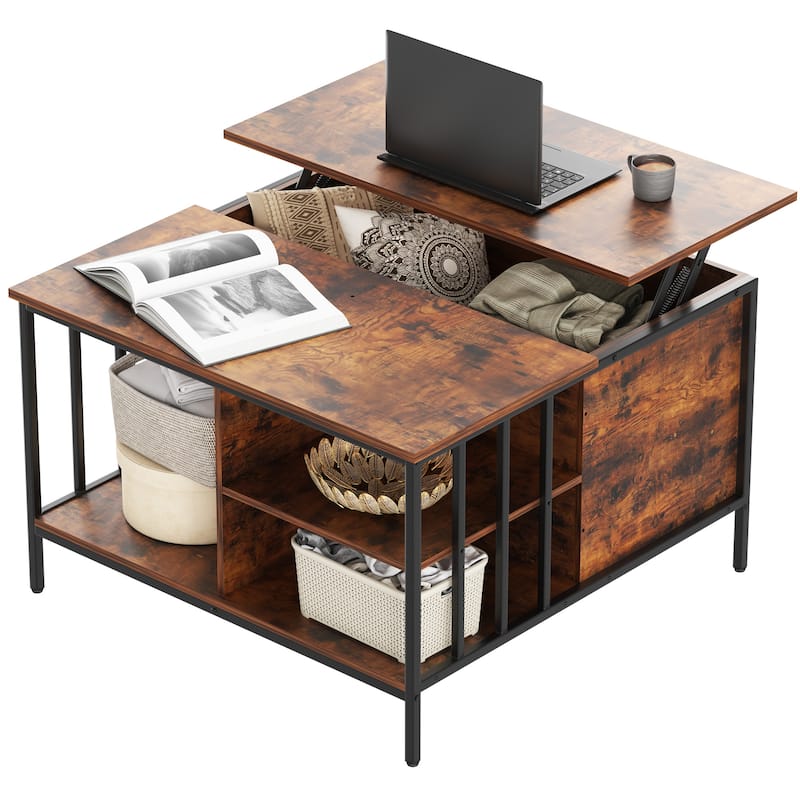 Farmhouse Lift Top Coffee Table with Storage - 31.5" Adjustable Height Living Room Table, Multifunctional Center