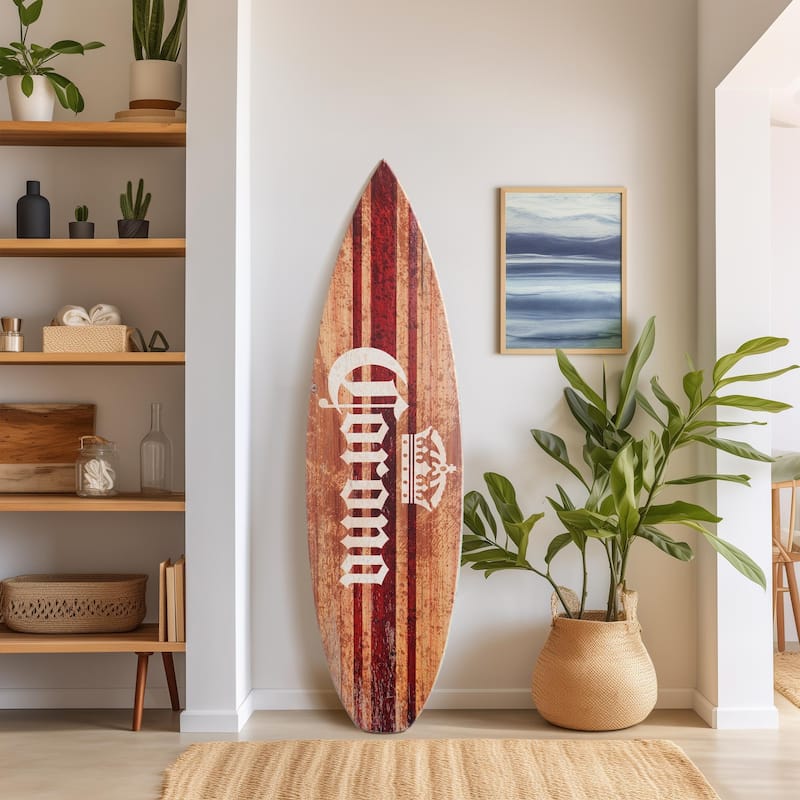 Licensed Corona Brown Wood Tones Surfboard Plaque Wall Sign - 60"x15"