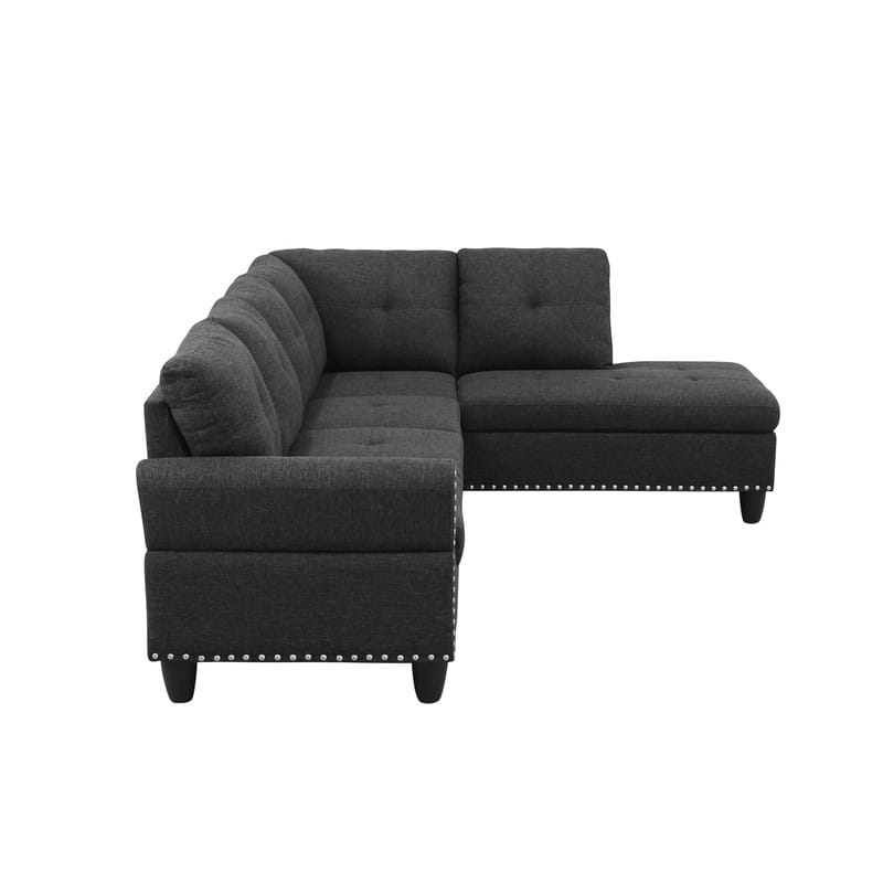 3 Piece Modular Sectional Sofa with Storage Ottoman and Flip Top Table