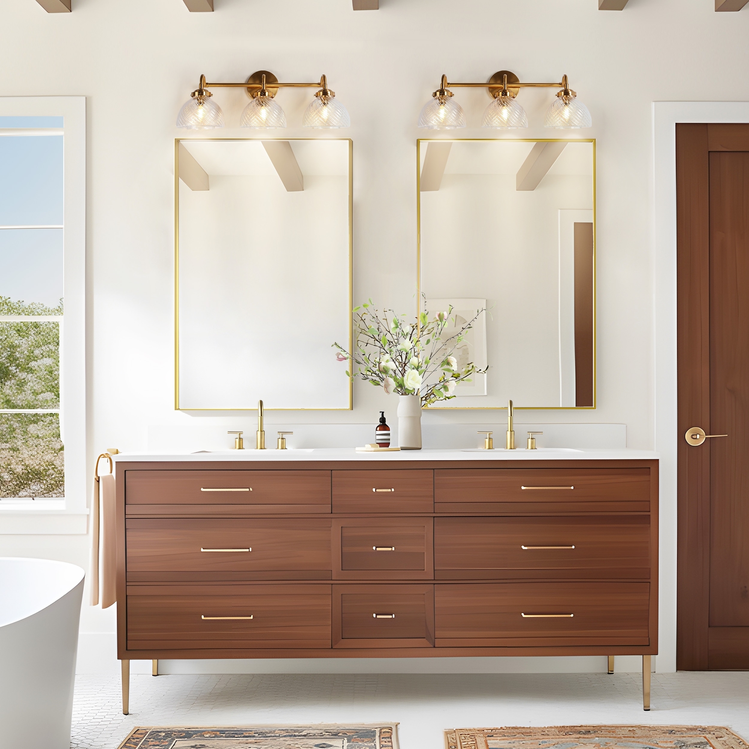 Mid century modern bathroom vanity light hot sale
