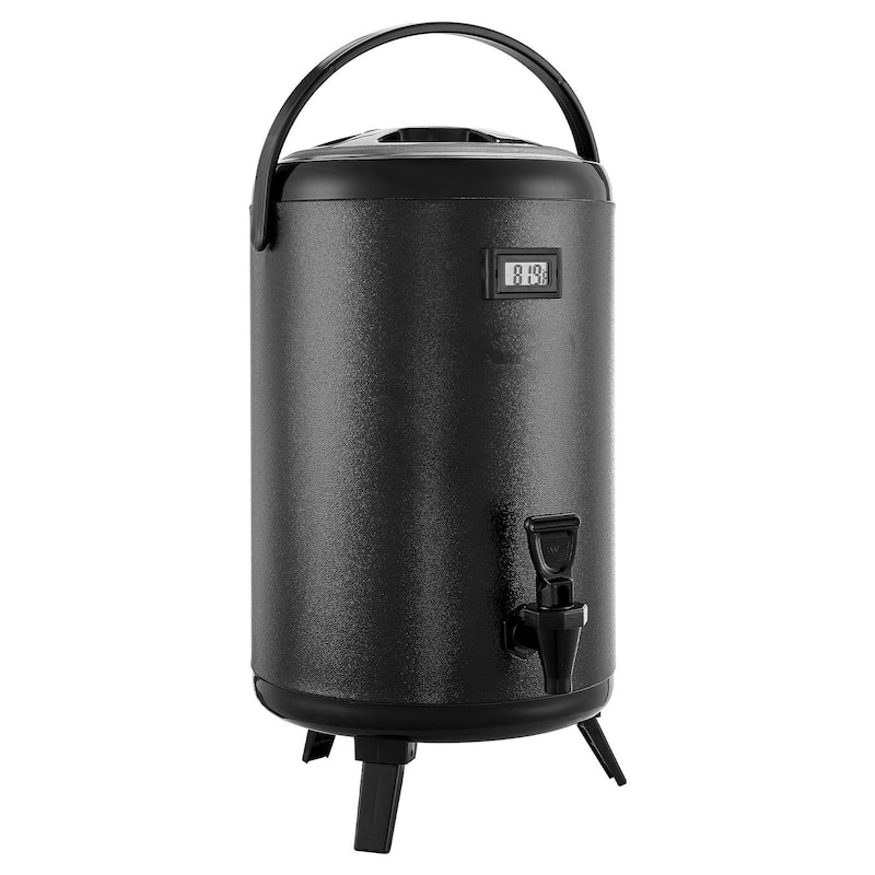 3.2 Gal Stainless Steel Insulated Beverage Dispenser with Temp Display for Hot Cold Drink Serve - 9.45 x 9.45 x 14.57 inch