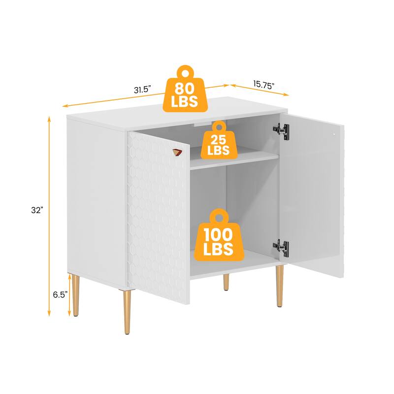 Hexagonal Pattern 2-door Storage Cabinet Buffet Cabinet Sideboard