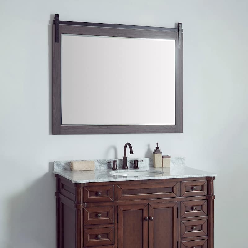 Cortes 48" Bathroom Vanity Barndoor Wall Mirror in Oak