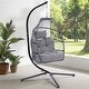 preview thumbnail 1 of 13, Outdoor Patio Wicker Folding Hanging Egg Chair, Swing Hammock with Cushion, Pillow Grey