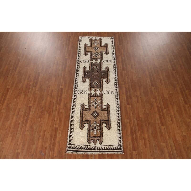 Anatolian Oriental Runner Rug Hand-knotted Natural Dye Wool Carpet - 3'7"x 11'2"