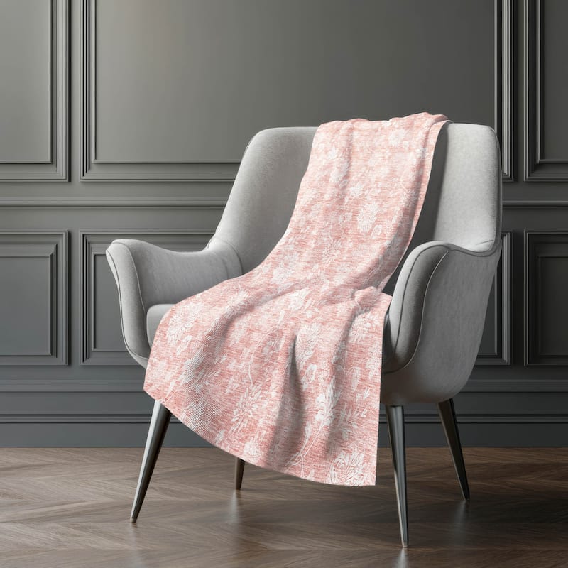 Premium Machine Washable Traditional Floral Sherpa Throw Blanket