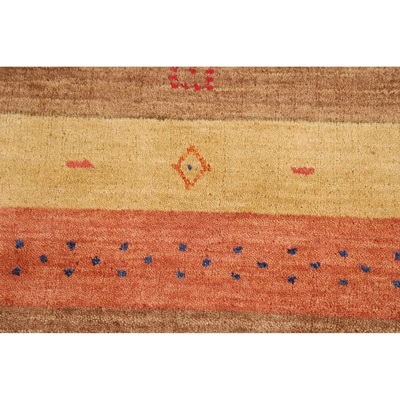Striped Tribal Gabbeh Indian Area Rug Handmade Oriental Wool Carpet - 5'3"x 7'10"