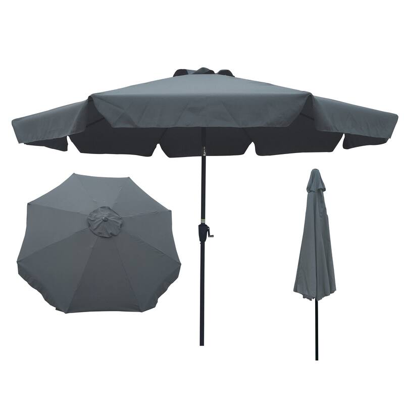 10' Outdoor Patio Market Umbrella with Crank and Push Button Tilt - Dark Grey
