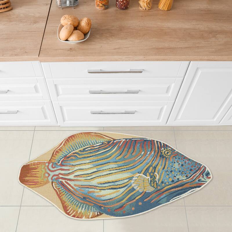 Liora Manne Esencia Triggerfish Indoor/Outdoor Mat Multi 3'3" x 1'9" SHAPED - 3'3" x 1'9" SHAPED