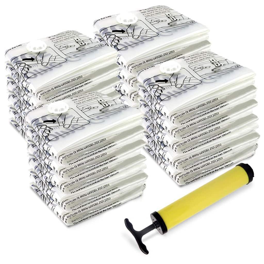 Vacuum Sealer Bags - Airtight Space Saver Bags in 4 Sizes, Pump Included by Home-Complete