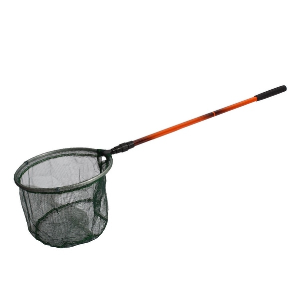 Unique Bargains 37" Long Telescopic Fishing Landing Net Fish Angler Mesh Extending Pole Brown Black . Green Silver Tone