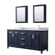 Option Dark Blue, Gold Trim, White Carrara Marble Top