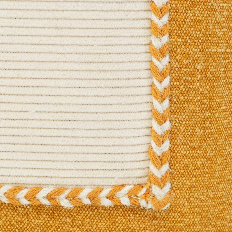 HomeRoots 14" X 36" Golden Yellow And Cream 100% Cotton Zippered Pillow