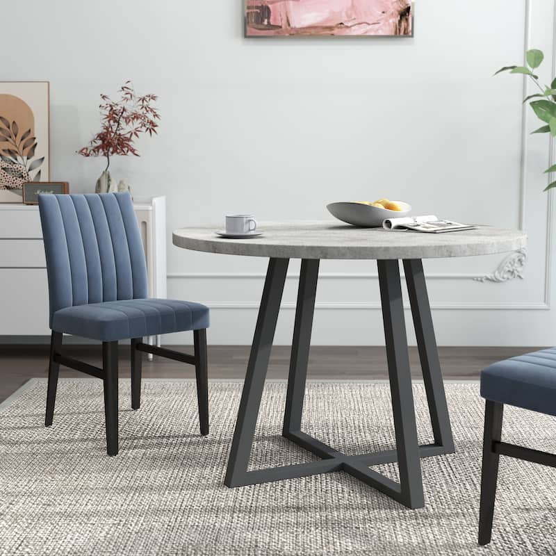 Roundhill Furniture Edo Round Dining Table, Trestle Base
