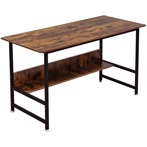 Rustic Industrial Finish U Style with X Middle Metal Desk Legs