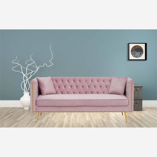 Modern Flat Armrest Sofa With Two Throw Pillows Bed Bath & Beyond 37862884