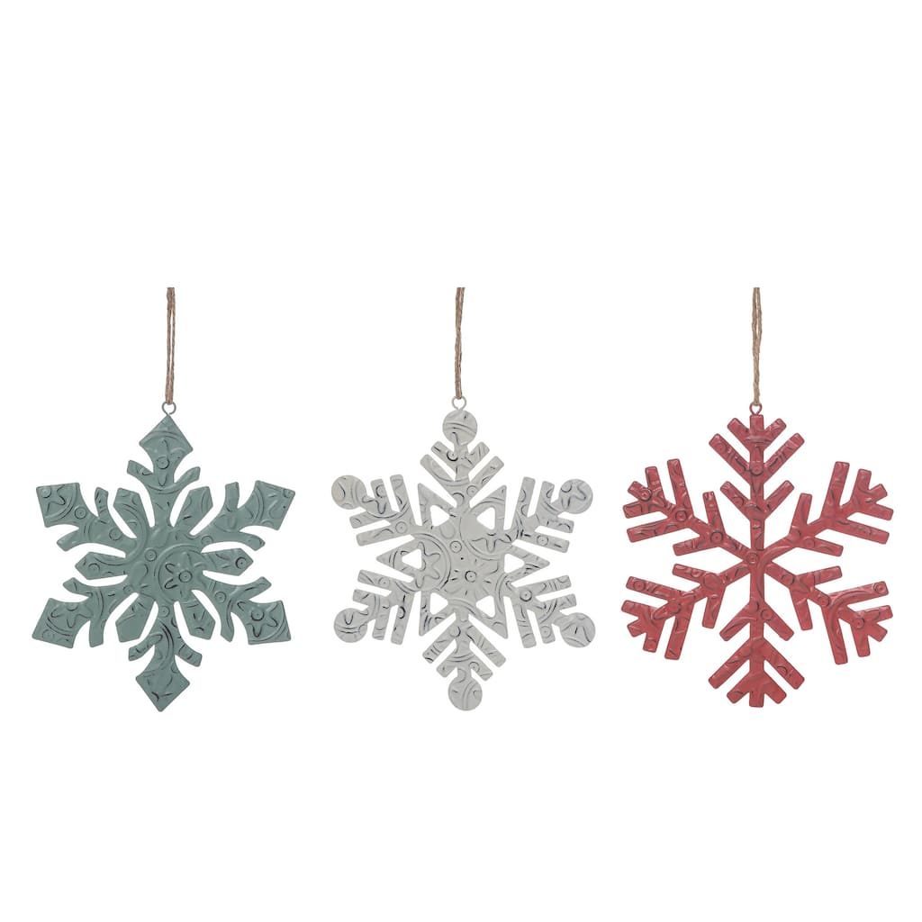 Transpac Metal 7.48 in. Multicolored Christmas Snowflake Ornament Set of 3