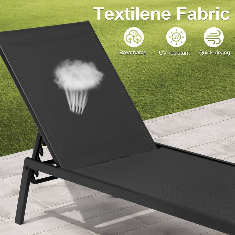 Outdoor Patio Adjustable Chaise Lounge Chairs Stackable Recliner