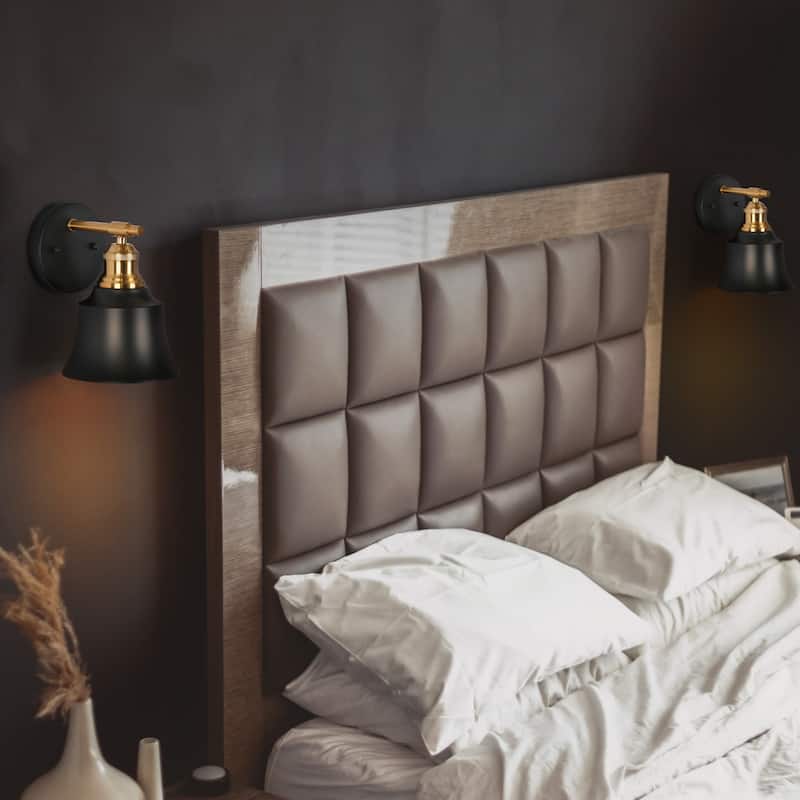 Bellee Modern Farmhouse 1-light Black Gold Wall Light Dimmable Metal Sconce