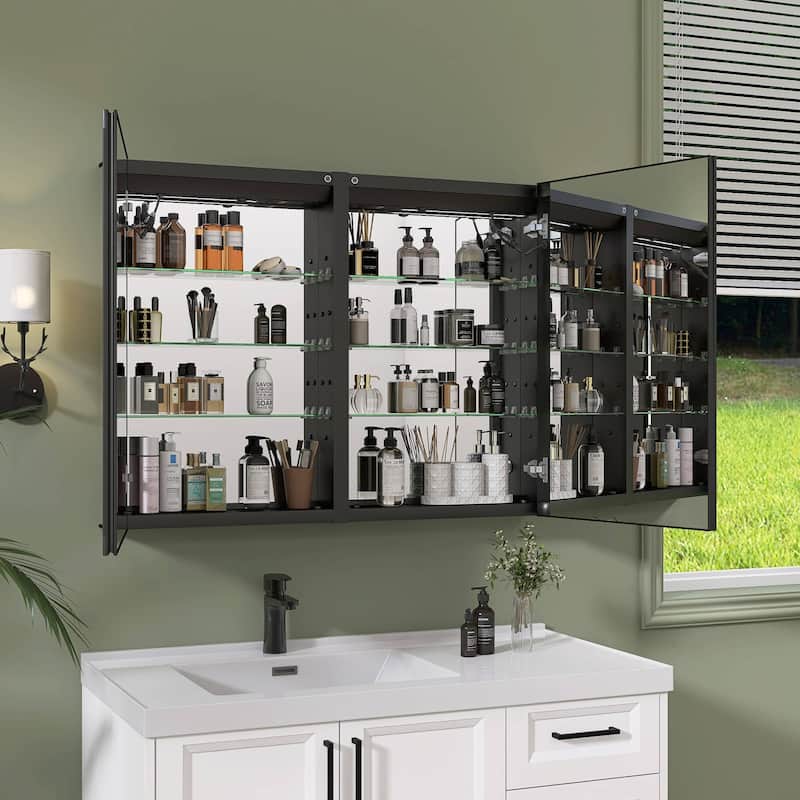 40'' W 30'' H Recessed Frameless Medicine Cabinet Mirror 6 Adjustable