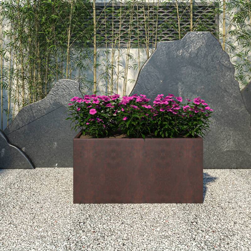 Bloom Rectangular Planter in Fiberstone and MgO Clay for Indoor Outdoor