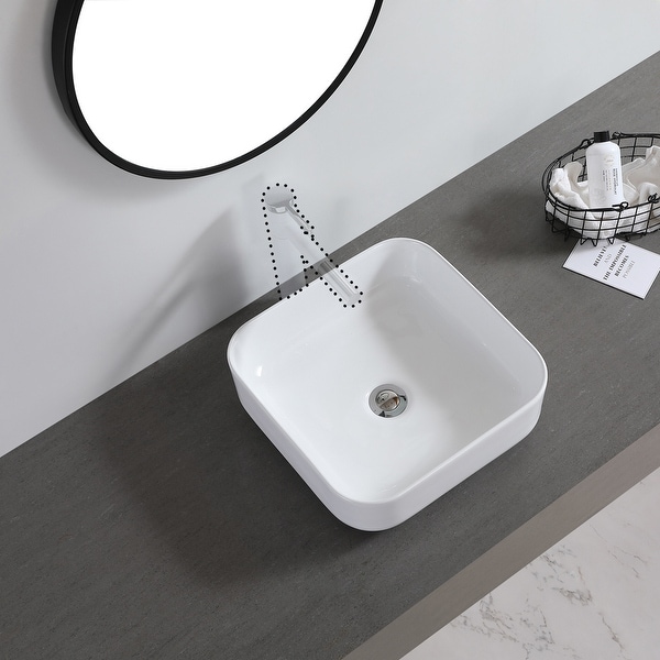 Ceramic Basin Above Counter Basin Rounded Square White - 7'6" x 9'6". Opens flyout.