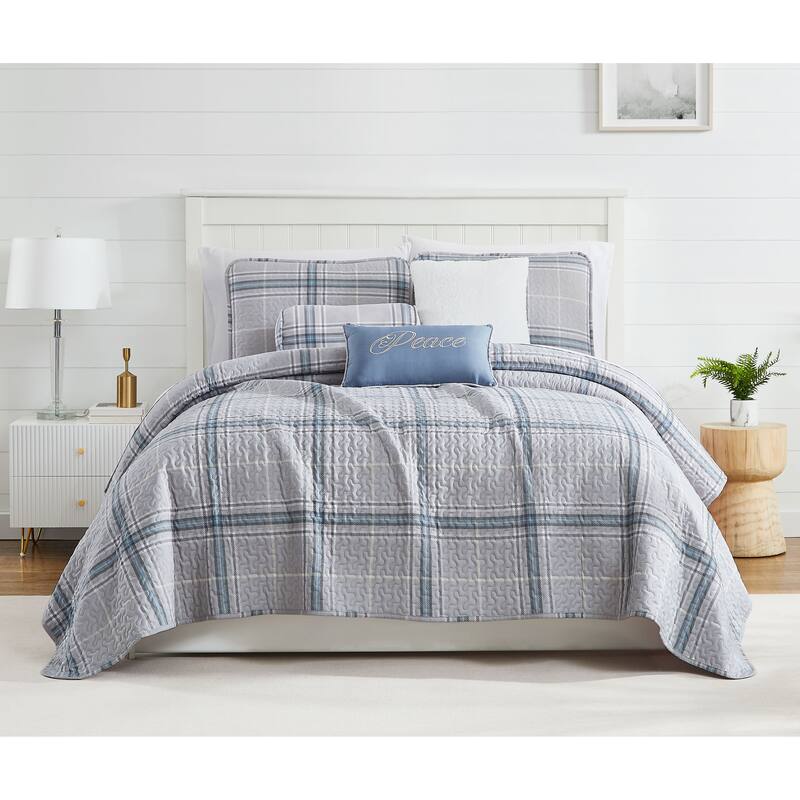 Vilano Plaid 6 piece Quilt Bedding Set