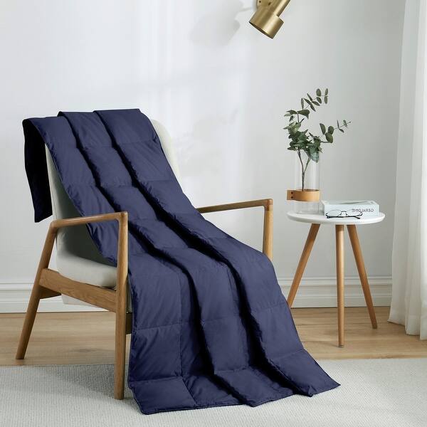 slide 2 of 84, Indoor/Outdoor Throw Blanket with Natural Down and Ultra Feather Fill Dark Blue
