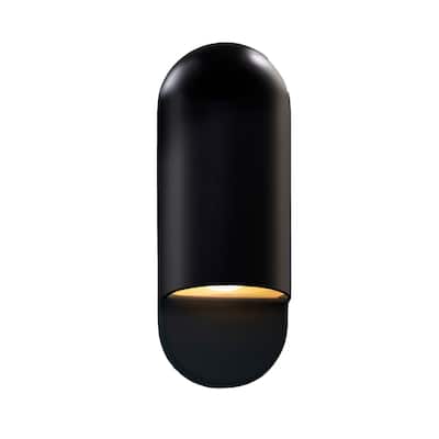 Justice Design Group Ambiance Carbon Matte Black Small ADA Capsule Wall Sconce
