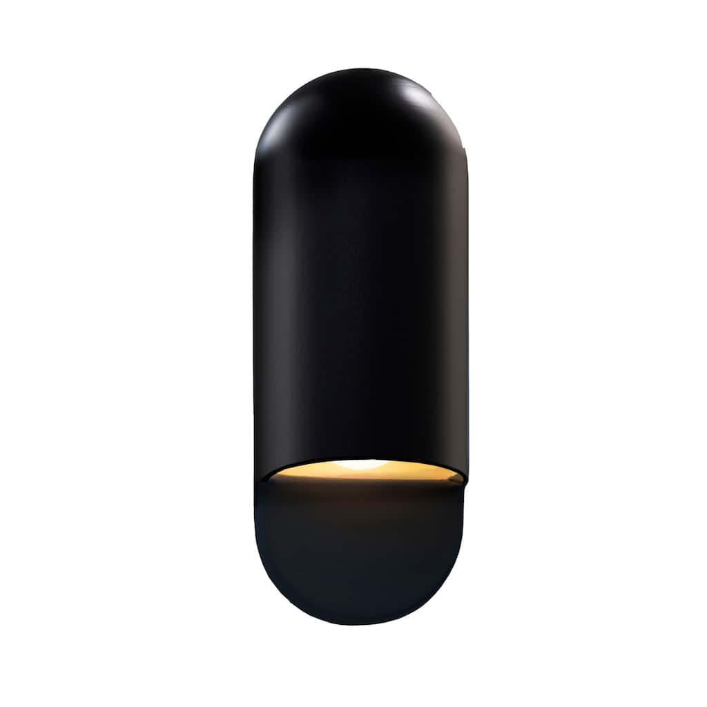 Justice Design Group Ambiance Carbon Matte Black Small ADA Capsule Wall Sconce