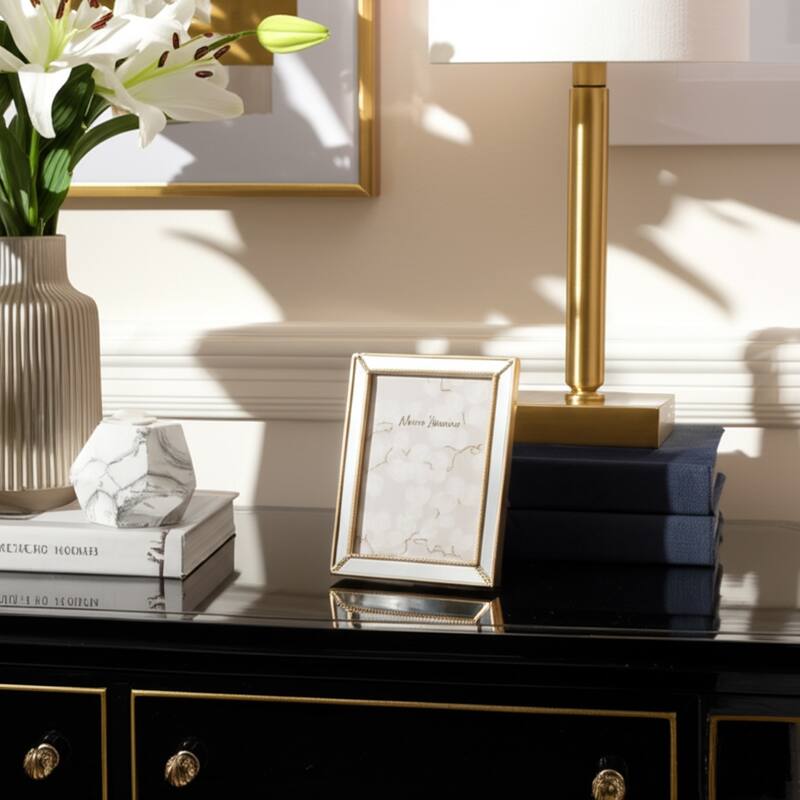 Resin Glass Photo Frame Modern Glam Style Sleek Decorative Detailing