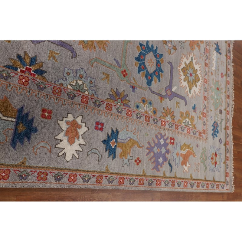 Transitional Oushak Oriental Area Rug Handmade Wool Carpet - 9'2" x 12'1"