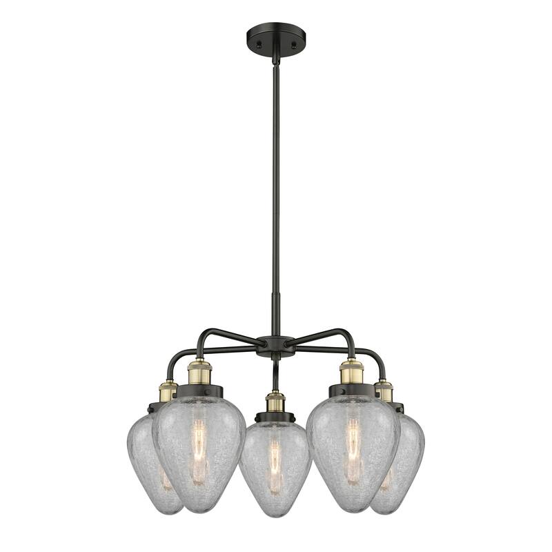 Innovations Lighting Geneseo - 5 Light 24" Stem Hung Chandelier - Black Antique Brass