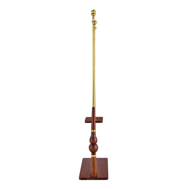 Industrial Coat Rack, Solid Wood and Stainless Steel Heavy Duty Clothing Stand with 2 Layer Storage