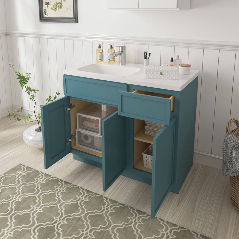 Vanity Art 39" Oak Freestanding Bathroom Vanity Cabinet without Top
