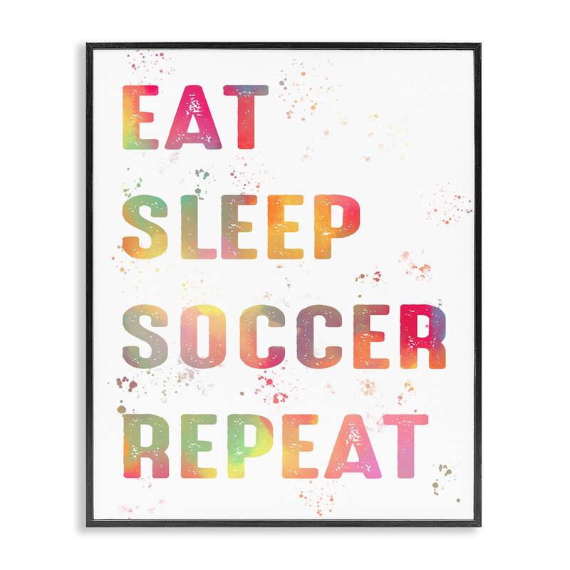 Stupell Pastel Soccer Motivation Framed Giclee Art Design By Marcus Prime - 24 x 30 - Black