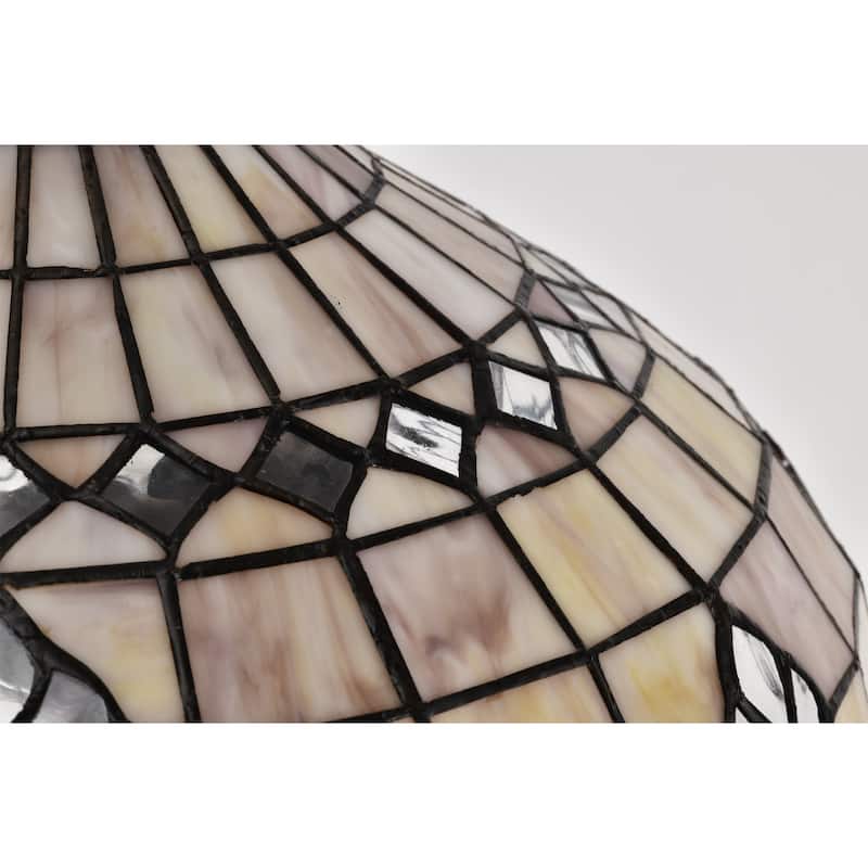 Tiffany-style Pearl White Baroque Table Lamp