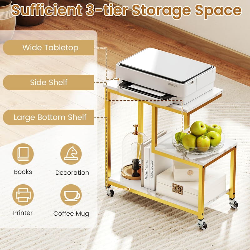Costway 1/2 PCS Modern G-Shaped End Table Home 3-Tier Side Table with - See Details