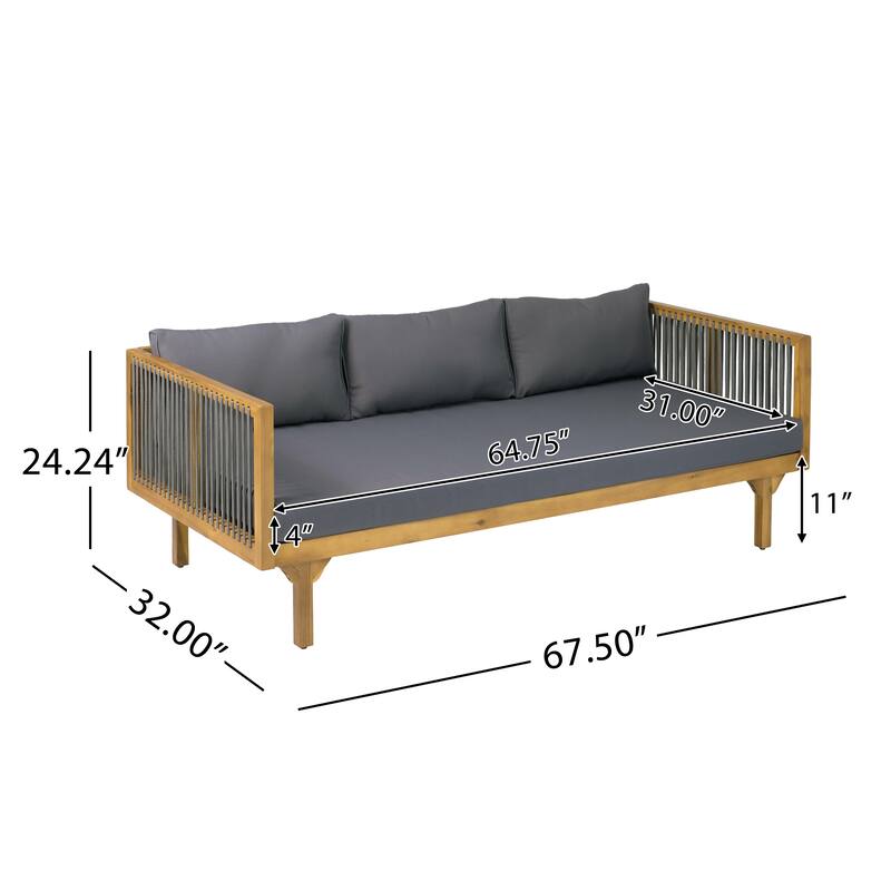Christopher Knight Home - Acacia Wood Outdoor Patio Sofa with Rope Design