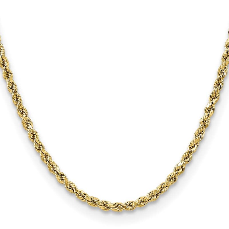 Curata 10k Yellow Gold Unisex 3.5mm Semi Solid Diamond Cut Rope Chain Bracelet Options: 7" 8" 9"