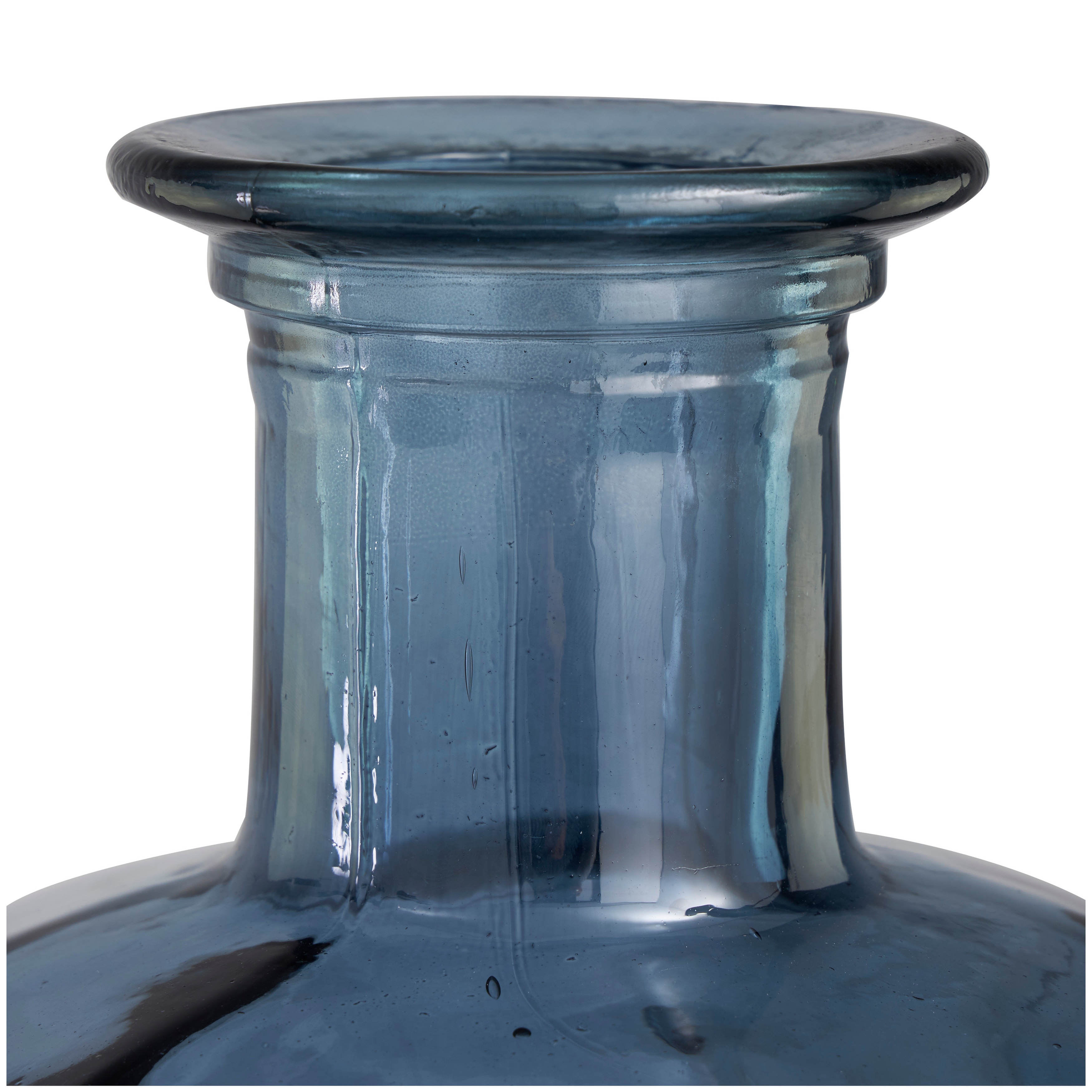 Large Blue Glass Cellar Bottle Glass Bottle Decor Tall Tapered Glass Jug  Centerpiece Glass Vase