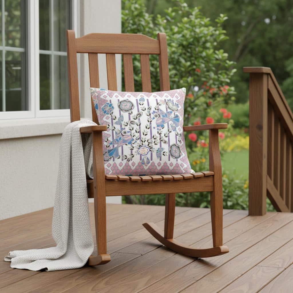 HomeRoots 18" x 18" Black and White Peacock Blown Seam Floral Indoor Outdoor Throw Pillow - 18.00' X '5.00' X '18.00