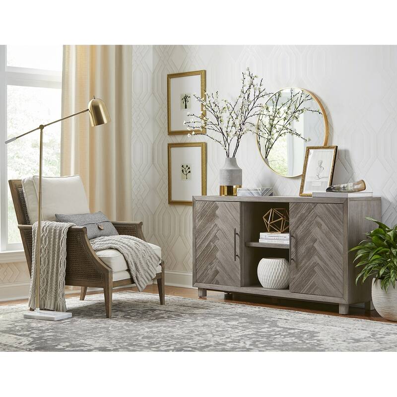 60" TV Console, Entertainment Stand, Wood Accent Cabinet, Fully Assembled, Gray - 60"W x 32"H x 16"D - 60"W x 32"H x 16"D - Gray